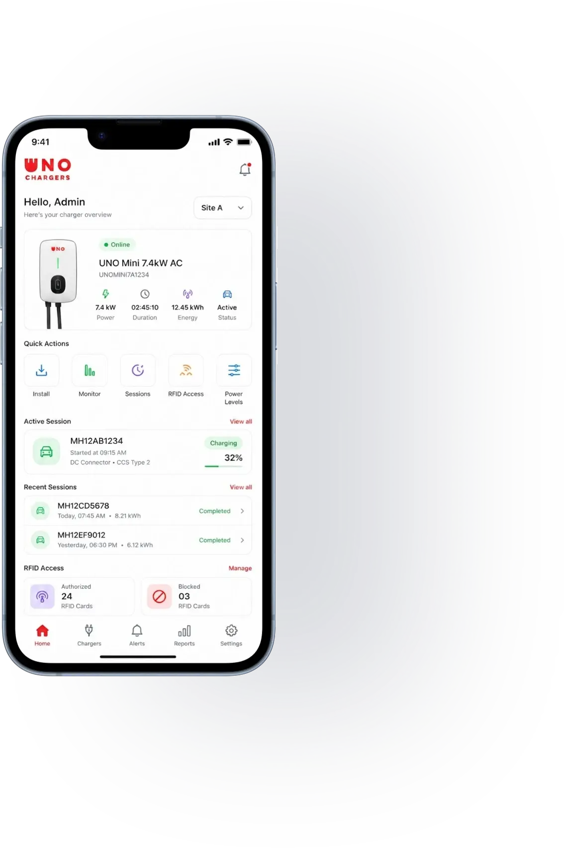 UNO Charger App Screen